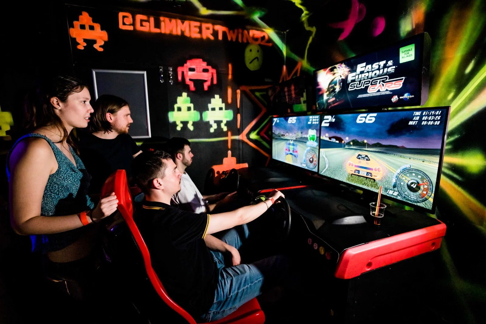 Playing the racing arcade game