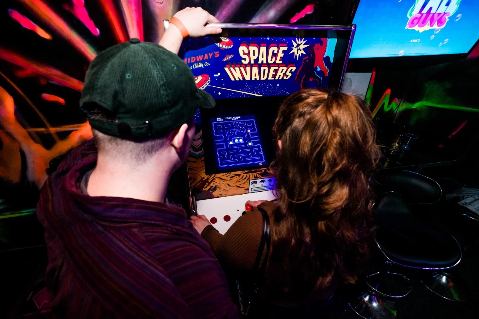 Playing Space Invaders in the arcade