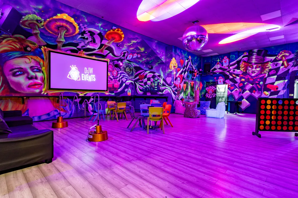 Colourful DJW Events venue interior